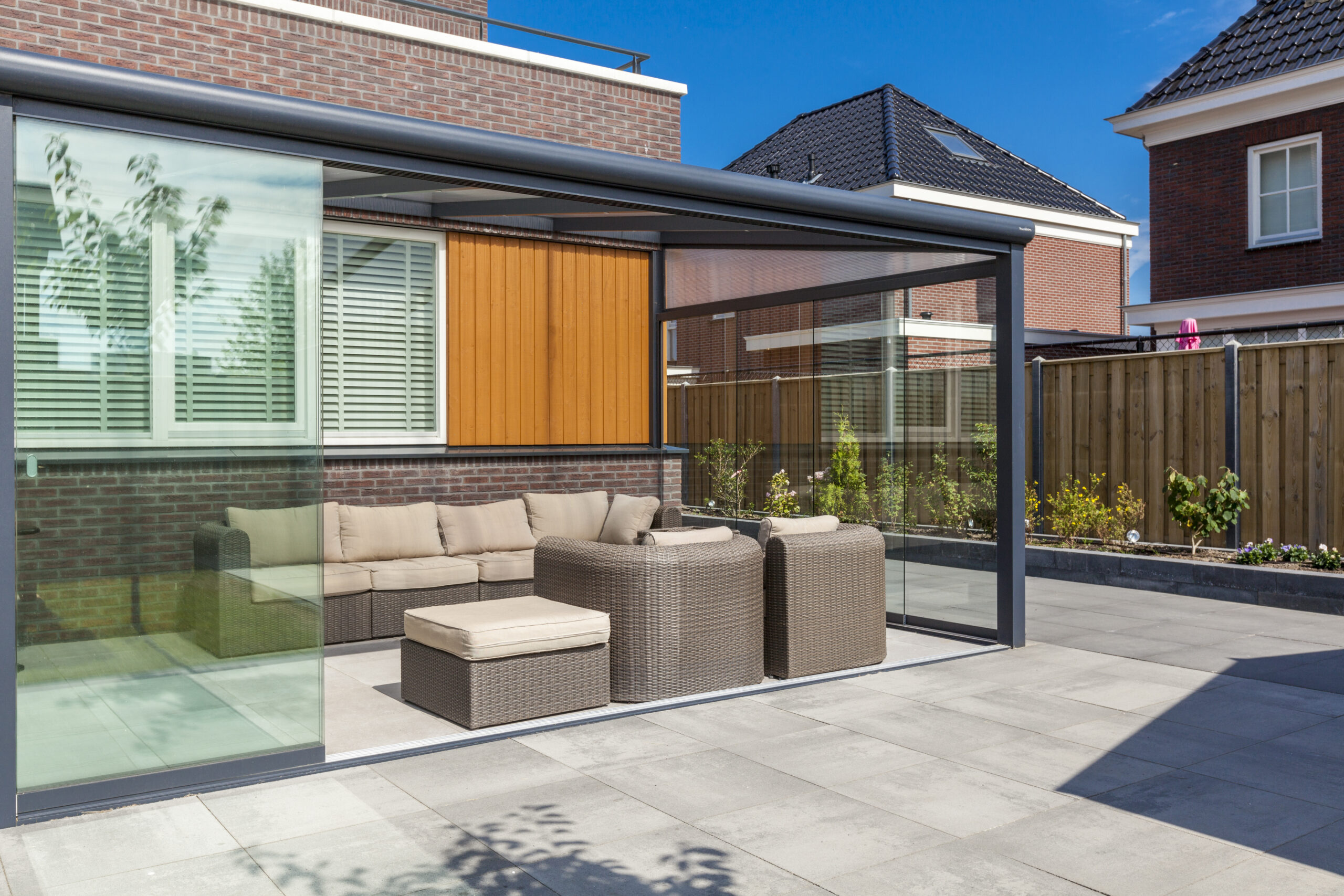 Technician conducting glass panel replacement